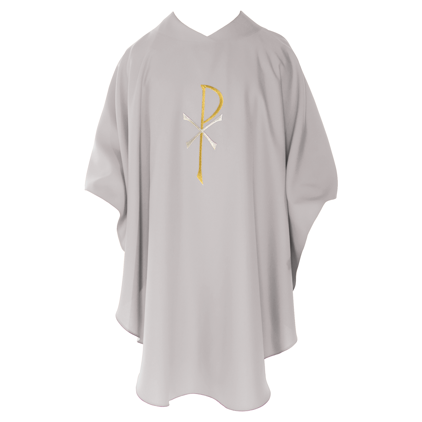 chi rho embroidery chasuble - white