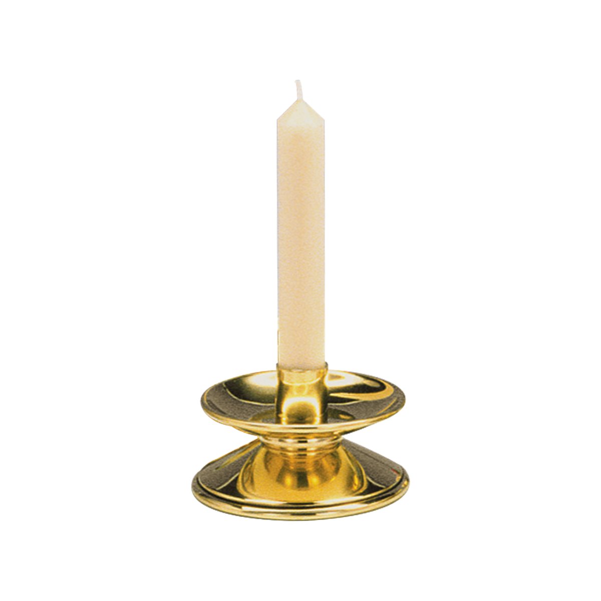 Angular Polished Brass Candlestick - Hayes & Finch