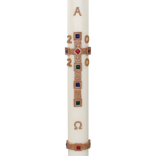 Jewelled Cross Premium Wax Relief Paschal Candle - Hayes & Finch