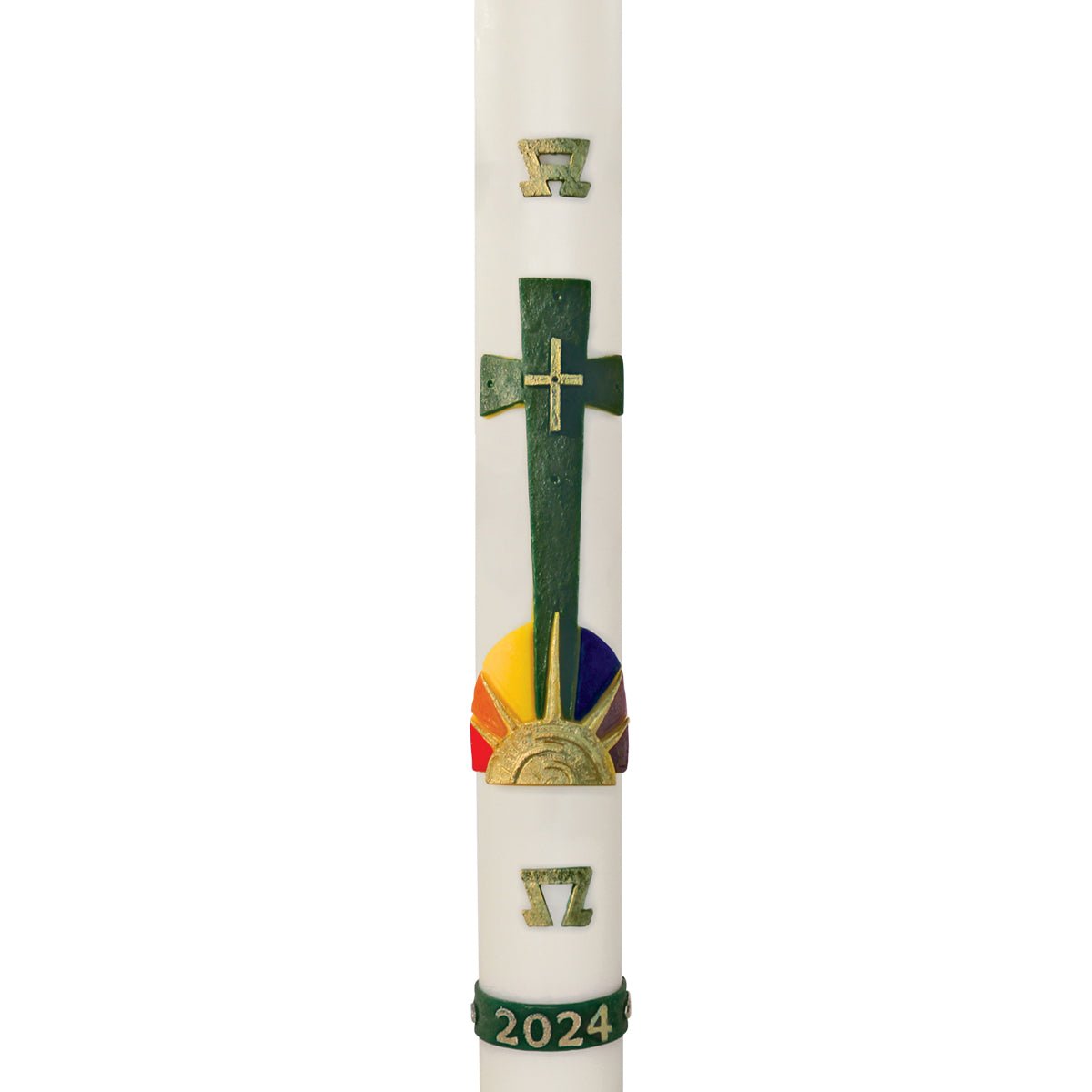 Rainbow of Hope & Cross Wax Relief Paschal Candle - Hayes & Finch