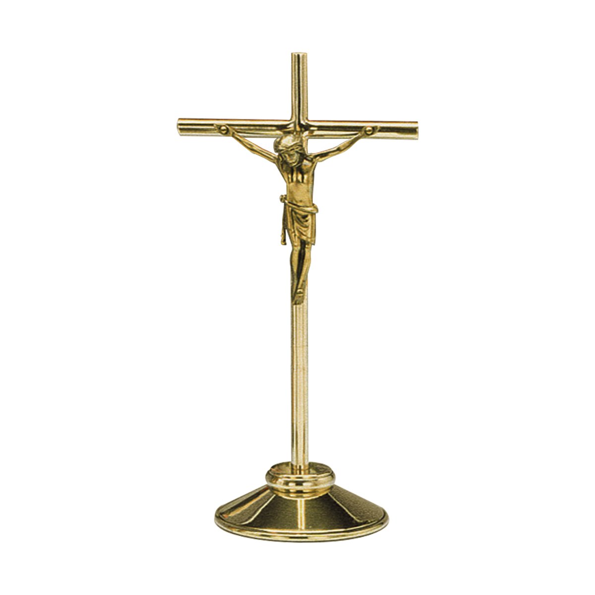 Small Polished Brass Crucifix - Hayes & Finch